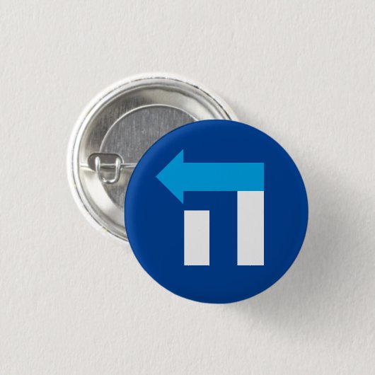Small Hillary Hebrew Hey Button - blauw/wit (Voorkant /achterkant)