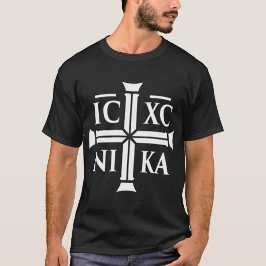 Small IC XC NIKA Christian Eastern Orthodo family T-shirt (Voorkant)