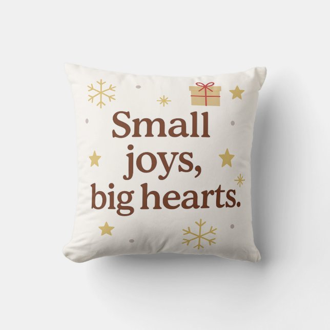 Small Joys, Big Hearts – Minimalist Holiday Throw  Kussen (Voorkant)