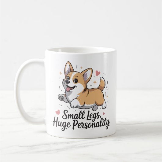 Small Legs Huge Personality Cute Corgi Quote Koffiemok (Links)