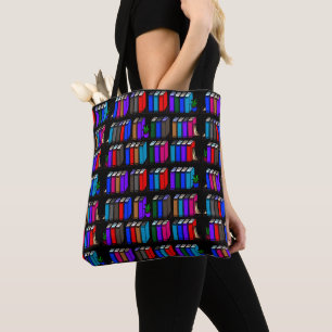 Small Library Book Shelves Black Tote Bag