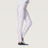 Small Linked Paars Hearts Pattern over White Leggings (Rechts)