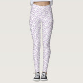 Small Linked Paars Hearts Pattern over White Leggings (Voorkant)