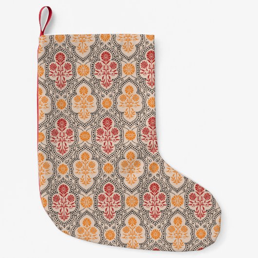 SMALL MUGHAL FLOWER PATTERN DESIGN BACKGROUND ARTp Kleine Kerstsok (Voorkant)
