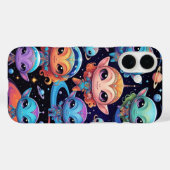 Small Multi-Coloured Aliens in Space Case-Mate iPhone Case (Achterkant (horizontaal))