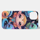 Small Multi-Coloured Aliens in Space iPhone Hoesje (Achterkant horizontaal)