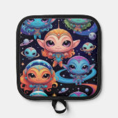 Small Multi-Coloured Aliens in Space Pannenlap (Voorkant)