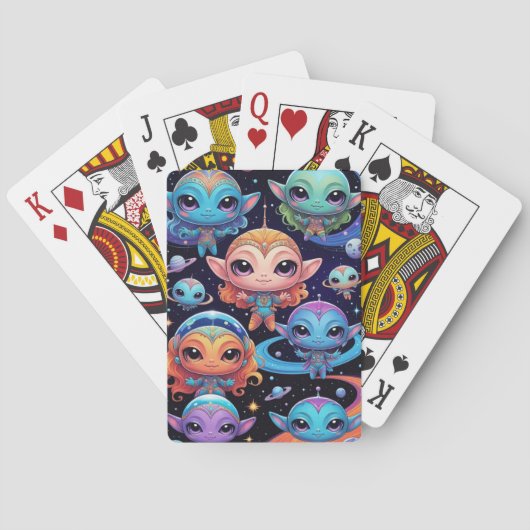 Small Multi-Coloured Aliens in Space Pokerkaarten (Achterkant)