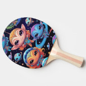 Small Multi-Coloured Aliens in Space Tafeltennisbatje (Zijkant)