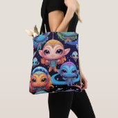 Small Multi-Coloured Aliens in Space Tote Bag (Dichtbij)