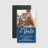 Small Navy Blue Save the Date Uitnodigingsmagneten (Voorkant / Achterkant)