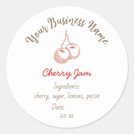 Small Organic Business Ingredients Cherry Jam Ronde Sticker