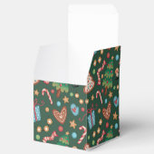 Small Party Favor Gift Box Green Christmas Pattern Bedankdoosjes (Geopend)