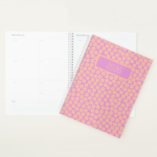 Small Peach Flowers on Pink Planner (Display)