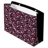 Small Pink Flowers Pattern C10 Black BG Groot Cadeauzakje (Achterkant Gekanteld)