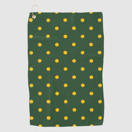 Small Polka Dots Pattern: Groen en Geel Golfhanddoek (Voorkant)