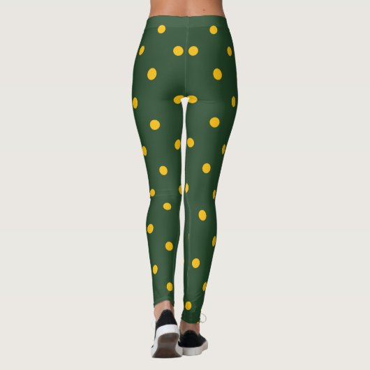 Small Polka Dots Pattern: Groen en Geel Leggings (Achterkant)