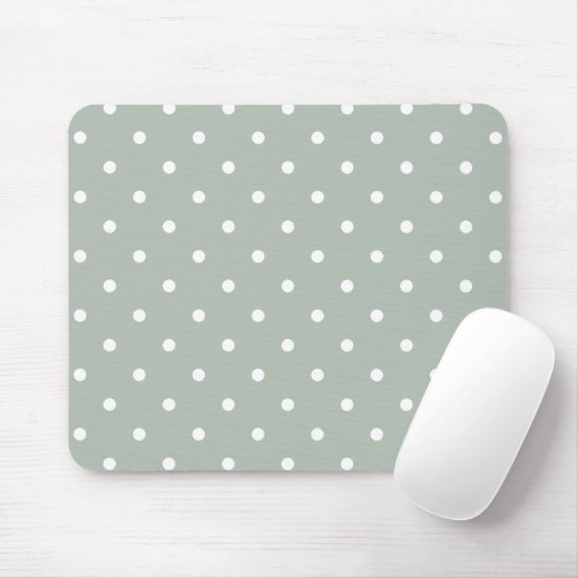 Small Polka Dots Pattern: Sage Green Muismat (Met muis)