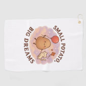 Small Potato Big Dreams – Schattige Motivatie Golfhanddoek (Horizontaal)