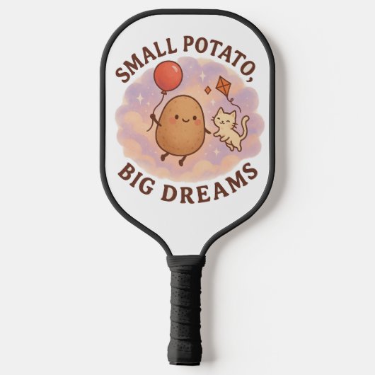 Small Potato Big Dreams – Schattige Motivatie Pickleball Paddle (Achterkant)