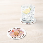 Small Potato Big Dreams – Schattige Motivatie Ronde Kartonnen Onderzetter (Insitu)