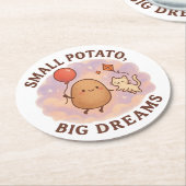 Small Potato Big Dreams – Schattige Motivatie Ronde Kartonnen Onderzetter (Gebogen)