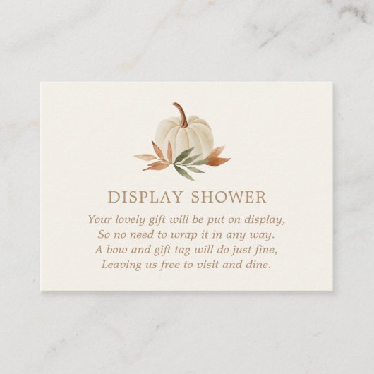Small Pumpkin-Baby shower Display Shower Informatiekaartje (Voorkant)