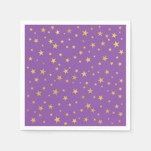 Small Random Star Pattern | Paarse en gouden Servet (Voorkant)
