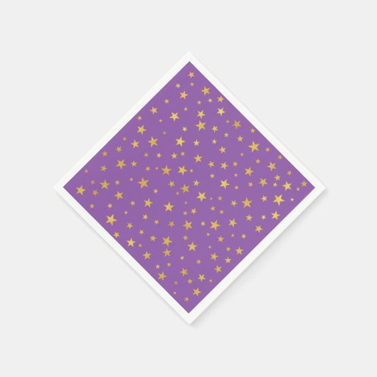 Small Random Star Pattern | Paarse en gouden Servet (Hoek)