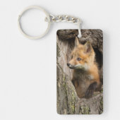 Small Red Fox in a Tree Hollow Sleutelhanger (Voorkant)