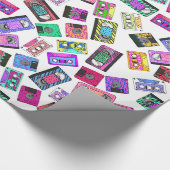 Small Retro 80's Neon Patterned Cassettebandje van Cadeaupapier (Hoek)