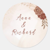 Small Round Wedding Sticker | Elegant Botanical  (Voorkant)