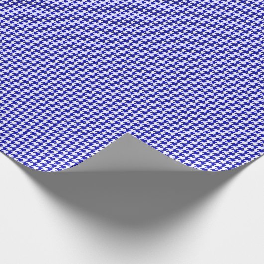 Small Royal Blue en White Houndstooth Cadeaupapier (Hoek)
