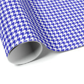 Small Royal Blue en White Houndstooth Cadeaupapier (Rol Hoek)