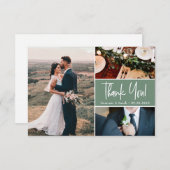 Small Sage green Custom Wedding photo collage Bedankkaart (Voorkant / Achterkant)
