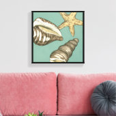 Small Shell Trio op Blauwgroen Canvas Afdruk (Insitu (Woonkamer))