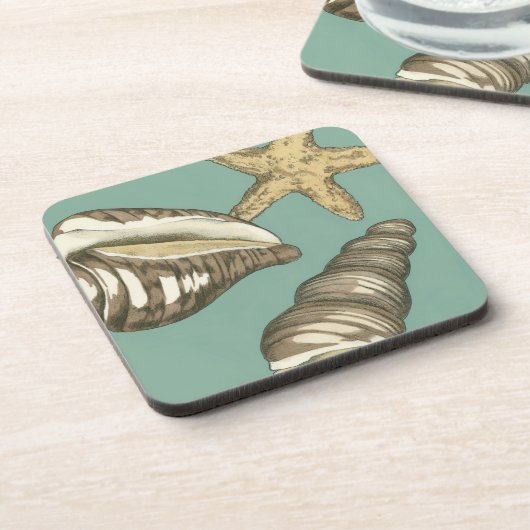Small Shell Trio op Blauwgroen Drankjes Onderzetter (Linkerzijde)