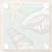 Small Shell Trio op Blauwgroen Glazen Onderzetter (Achterkant)