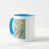 Small Shell Trio op Blauwgroen Mok (Voorkant links)