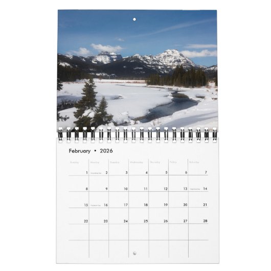 Small Size Yellowstone Park Calendar Kalender (Feb 2026)