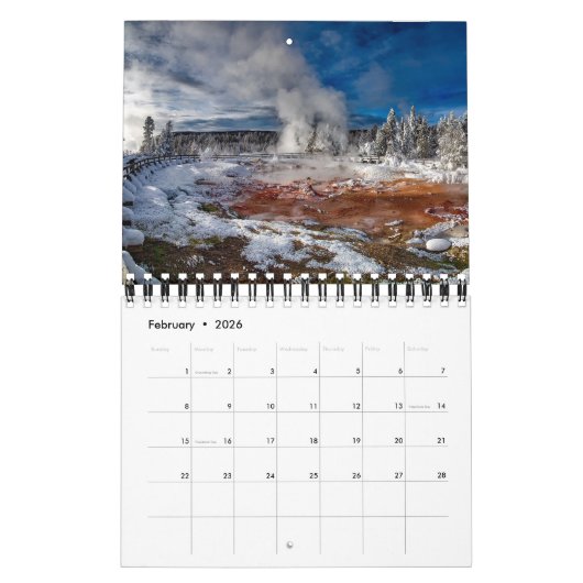 Small Size Yellowstone Park Calendar Kalender (Feb 2026)