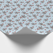 Small Sock Monkey With Santa Hat Blue Christmas Cadeaupapier (Hoek)