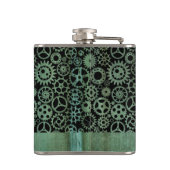 Small Steampunk Verdigris Bronze Gears Aangepaste Heupfles (Achterkant)