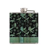 Small Steampunk Verdigris Gears en Crows Custom Heupfles (Achterkant)