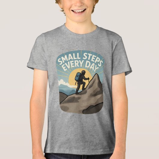 Small Steps Every Day Hiking Mountain Adventure Tri-Blend Shirt (Voorkant)