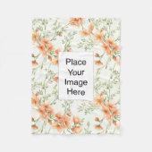 Small Throw Blanket, Peach Flowers, Add Name/Pic Fleece Deken (Voorkant)