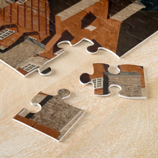 Small Town Architectuur Kunst Dapper en mooi Jig Legpuzzel (Zijkant)