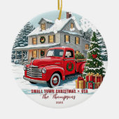Small Town Christmas Verenigde Staten Familie Keramisch Ornament (Voorkant)