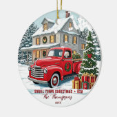 Small Town Christmas Verenigde Staten Familie Keramisch Ornament (Links)