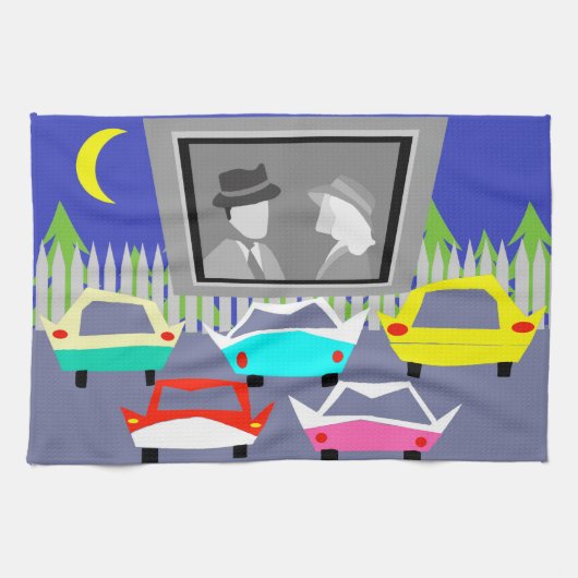 Small Town Drive-In Movie Kitchen Towel Theedoek (Horizontaal)
